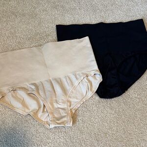 Seamless High-Waist Post Partum Briefs in Black and Tan